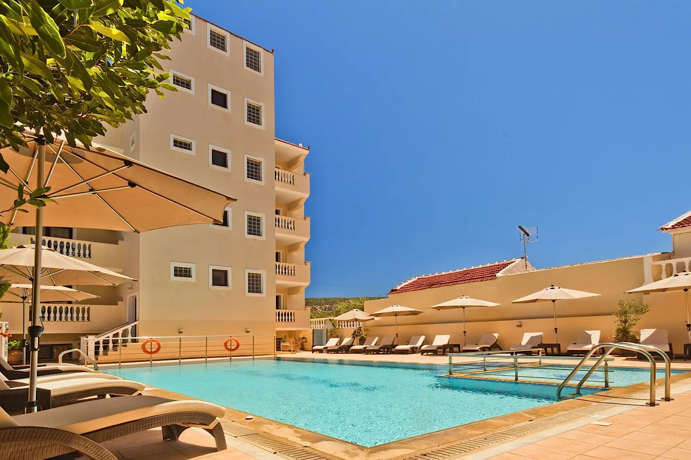 Pool terrace under the Karpathos sky