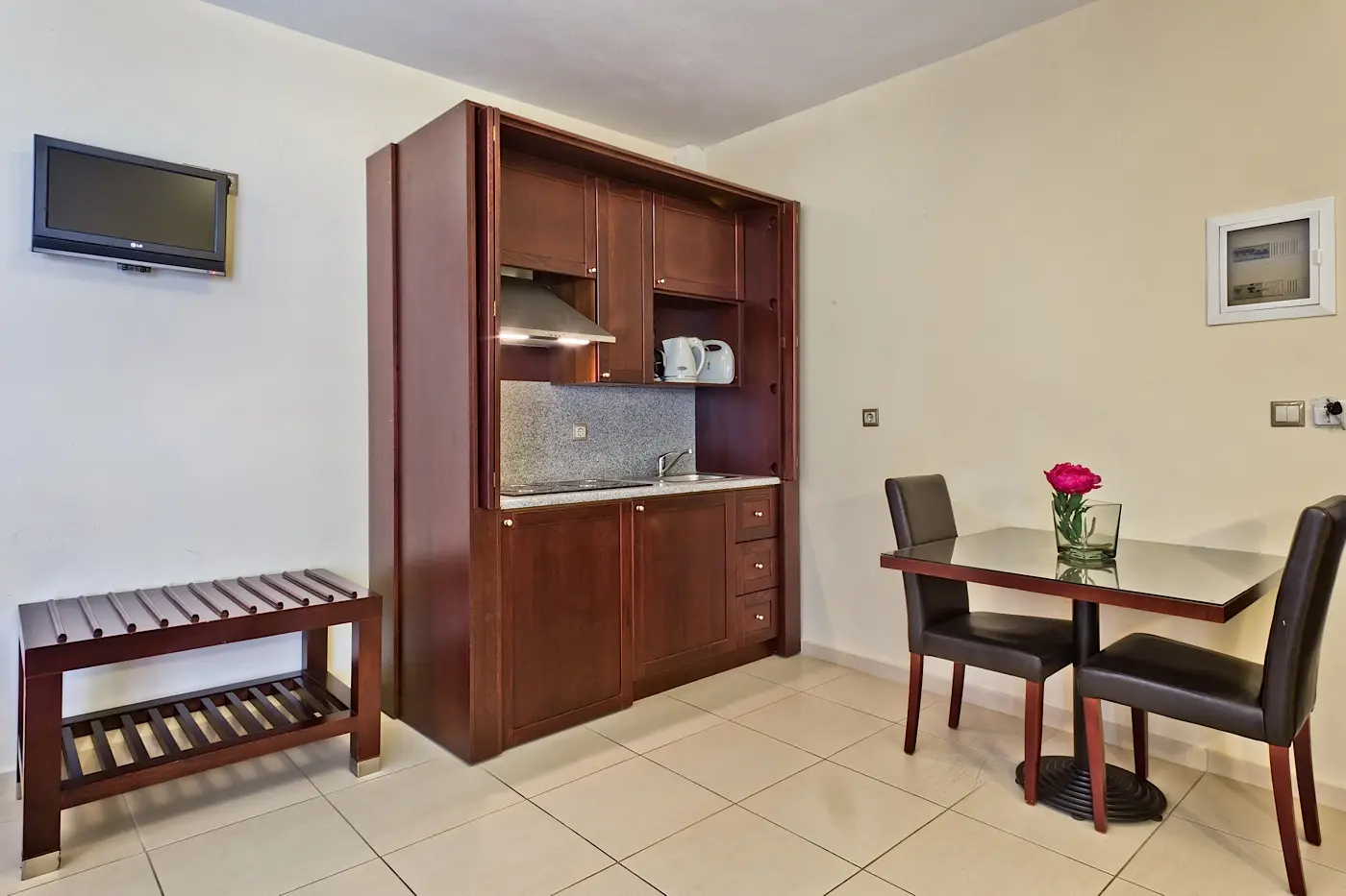 Apartment kitchenette and dining area